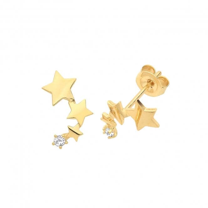 9ct Yellow Gold Constellation With Single Zirconia Stud Earrings ES1637Acotis Gold JewelleryES1637