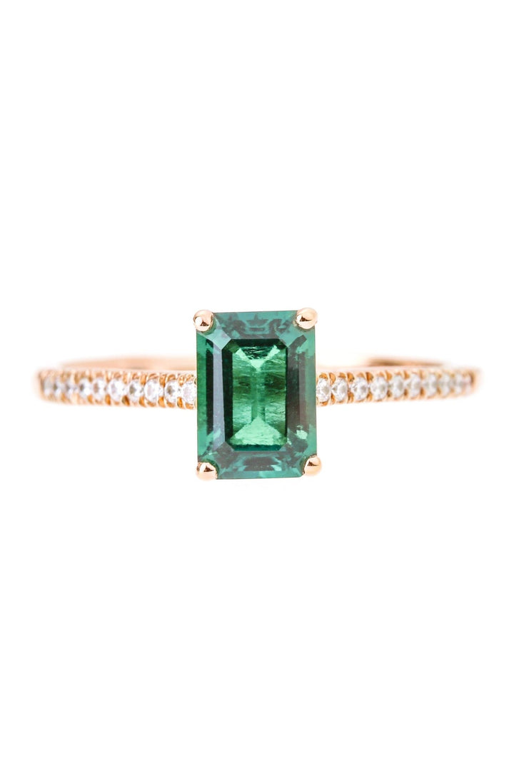 9ct Yellow Gold Created Emerald and Diamond RingThe Fine CollectiveBA0061557 - L