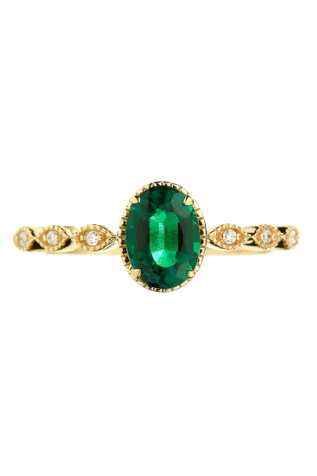 9ct Yellow Gold Created Emerald and Diamond RingThe Fine CollectiveBA0071159 - L