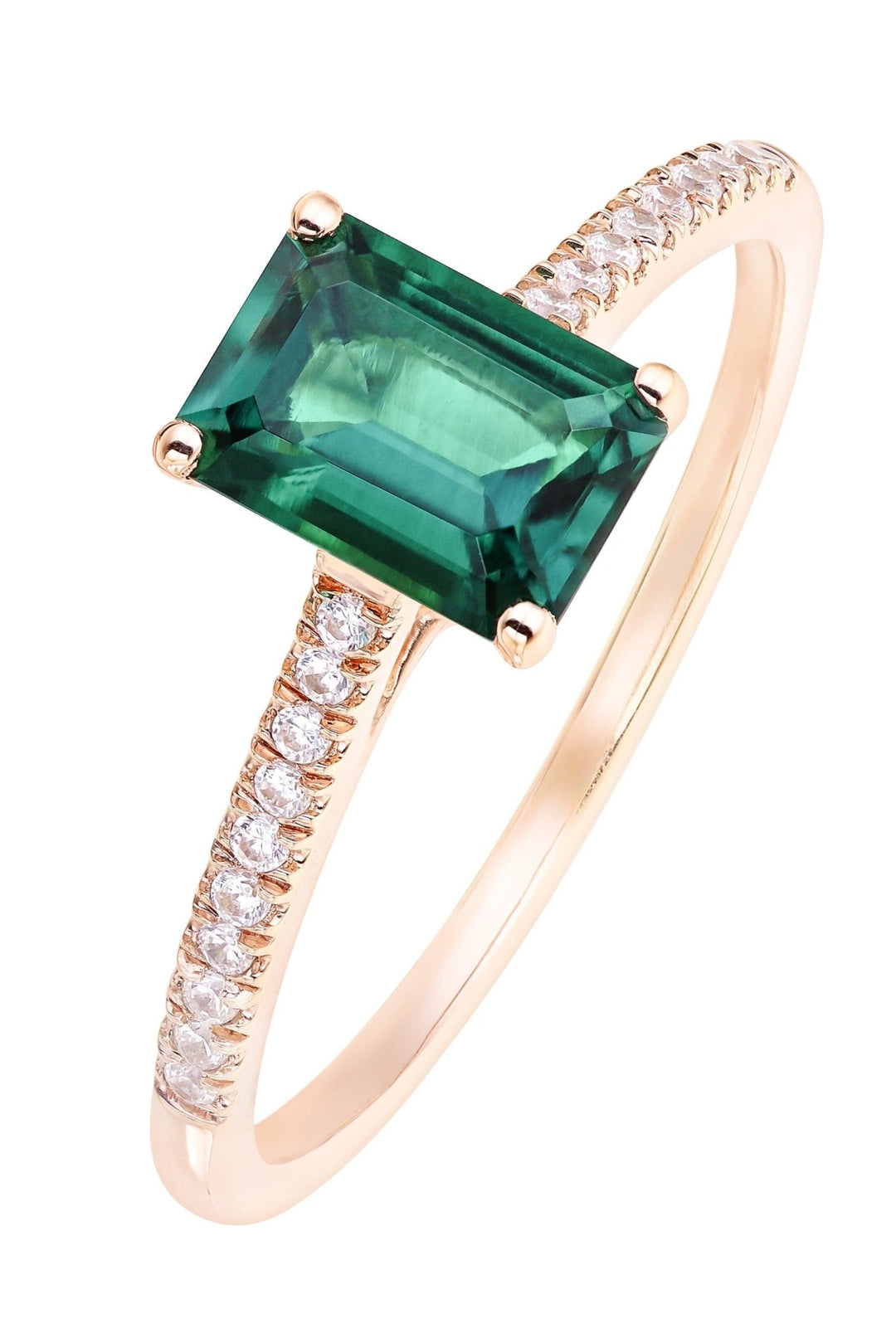 9ct Yellow Gold Created Emerald and Diamond RingThe Fine CollectiveBA0061557 - L