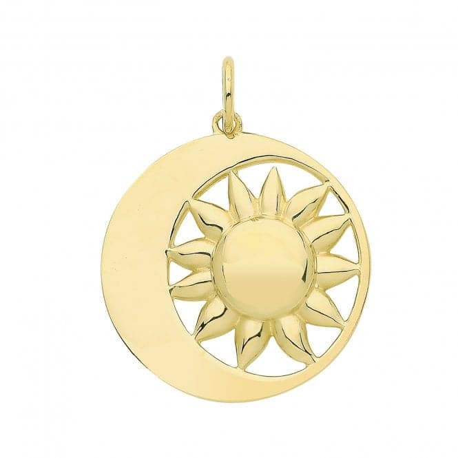 9ct Yellow Gold Crescent Moon And Sun Disk Pendant PN1236Acotis Gold JewelleryPN1236