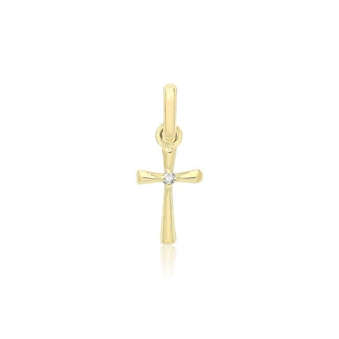 9ct Yellow Gold Cross Pendant With Zirconia PN1345Acotis Gold JewelleryPN1345