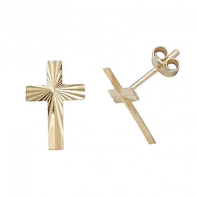 9ct Yellow Gold Cross Stud Earrings ES414Acotis Gold JewelleryES414