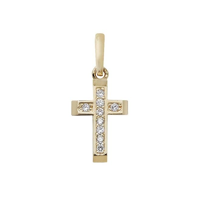 9ct Yellow Gold Cross Zirconia Pendant PN991Acotis Gold JewelleryPN991