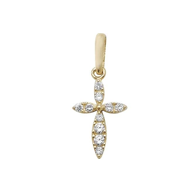 9ct Yellow Gold Cross Zirconia Pendant PN992Acotis Gold JewelleryPN992