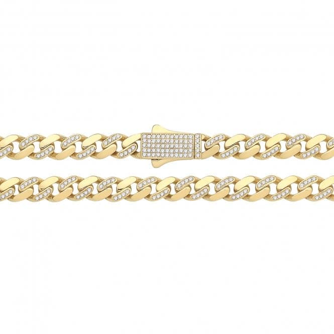 9ct Yellow Gold Cuban Link Zirconia Set Chain CH550CZAcotis Gold JewelleryCH550CZ/20