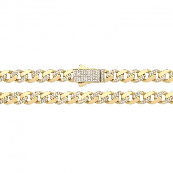 9ct Yellow Gold Cuban Link Zirconia Set Chain CH550CZAcotis Gold JewelleryCH550CZ/22