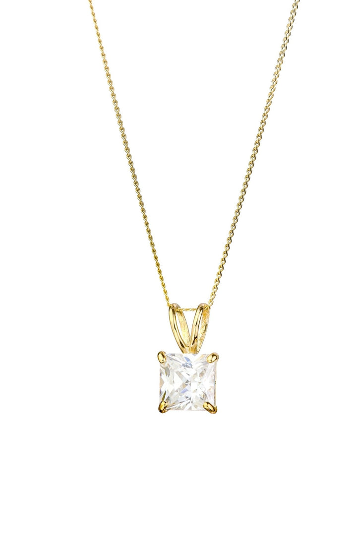 9ct Yellow Gold Cubic Zirconia 5mm Square Pendant NecklaceThe Fine CollectiveBA0010729