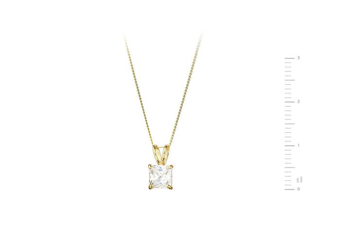 9ct Yellow Gold Cubic Zirconia 5mm Square Pendant NecklaceThe Fine CollectiveBA0010729