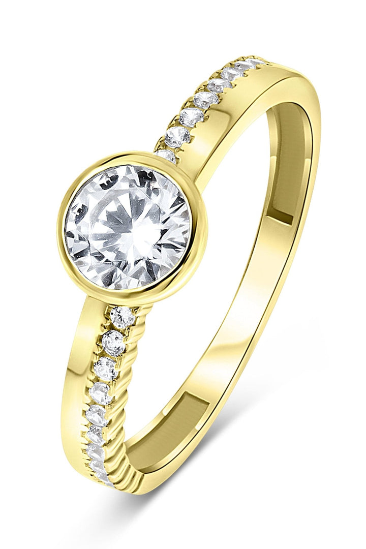 9ct Yellow Gold Cubic Zirconia Bezel Set Solitaire RingThe Fine CollectiveBA0072676 - L