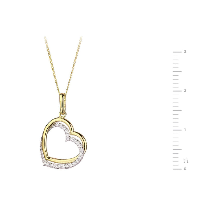 9ct Yellow Gold Cubic Zirconia Double Heart Pendant NecklaceThe Fine CollectiveBA0030867