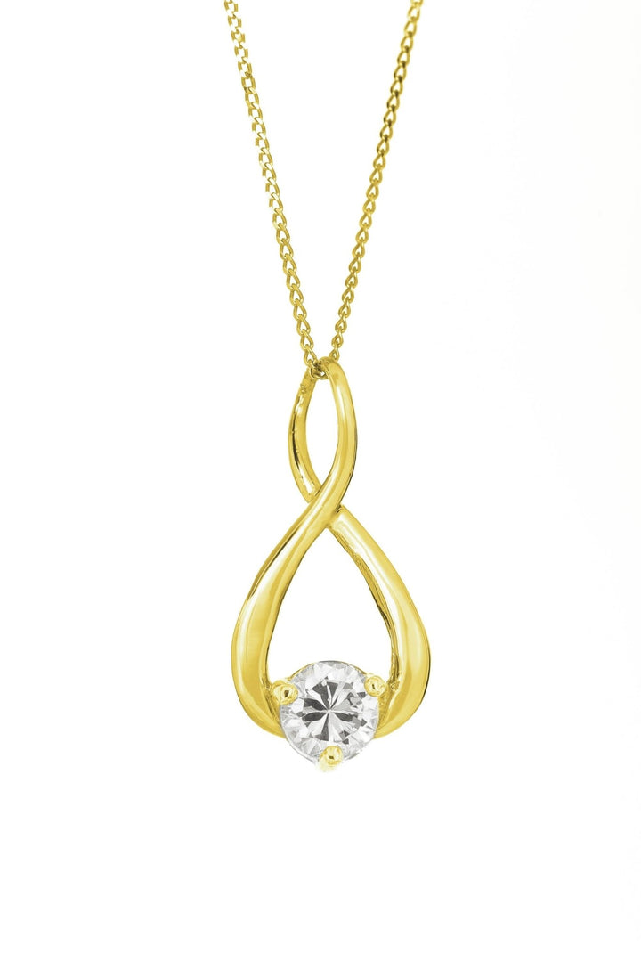 9ct Yellow Gold Cubic Zirconia Figure of 8 Pendant 18 Inch Curb ChainThe Fine CollectiveBA0061915