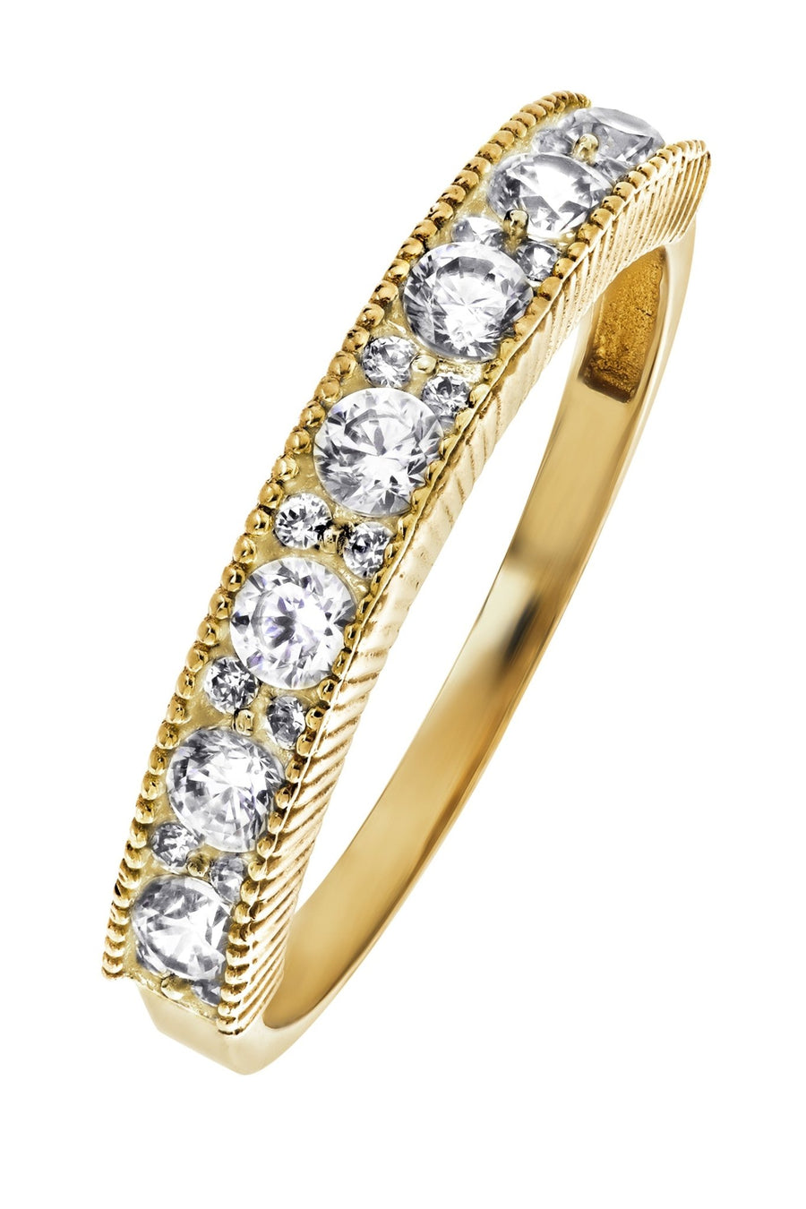 9ct Yellow Gold Cubic Zirconia Milgrain Half Eternity RingThe Fine CollectiveBA0058883 - L