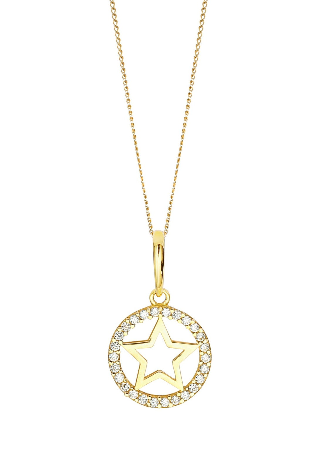 9ct Yellow Gold Cubic Zirconia Star Pendant NecklaceThe Fine CollectiveBA0063205