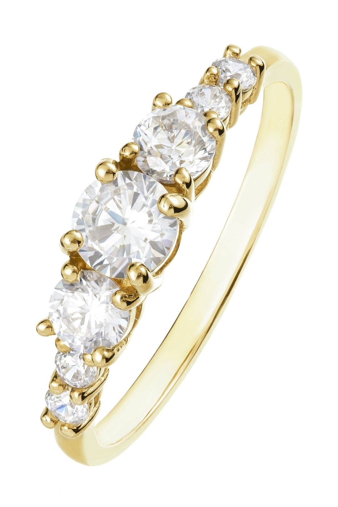 9ct Yellow Gold Cubic Zirconia Three Stone Shoulder RingThe Fine CollectiveBA0063207 - L