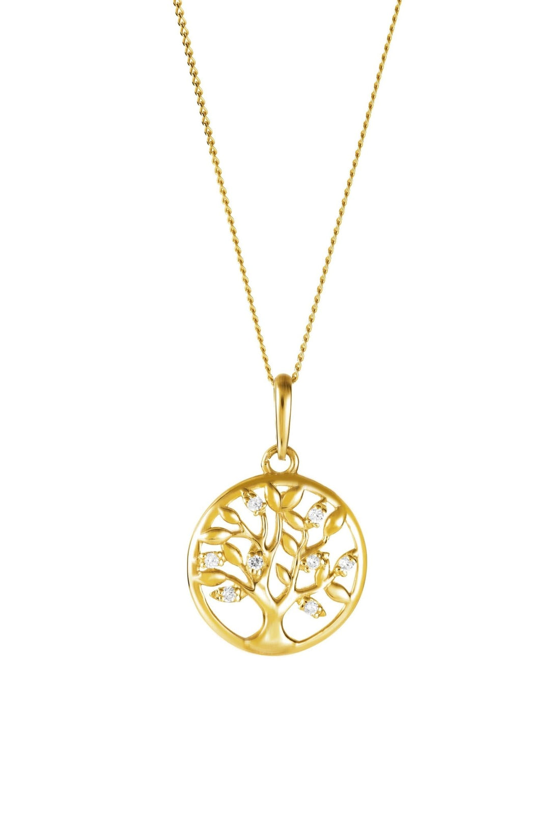 9ct Yellow Gold Cubic Zirconia Tree of Life Round Pendant NecklaceThe Fine CollectiveBA0045265