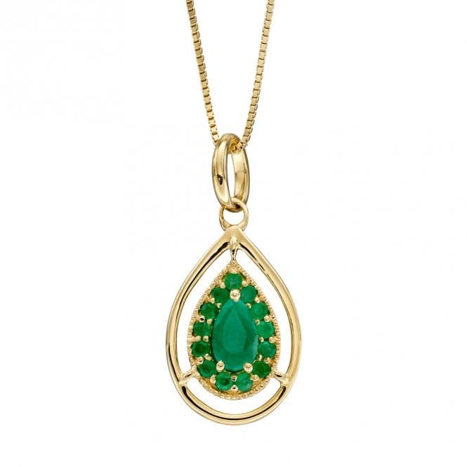 9ct Yellow Gold Cut Out Teardrop Emerald Pendant GP2286GElements GoldGP2286G