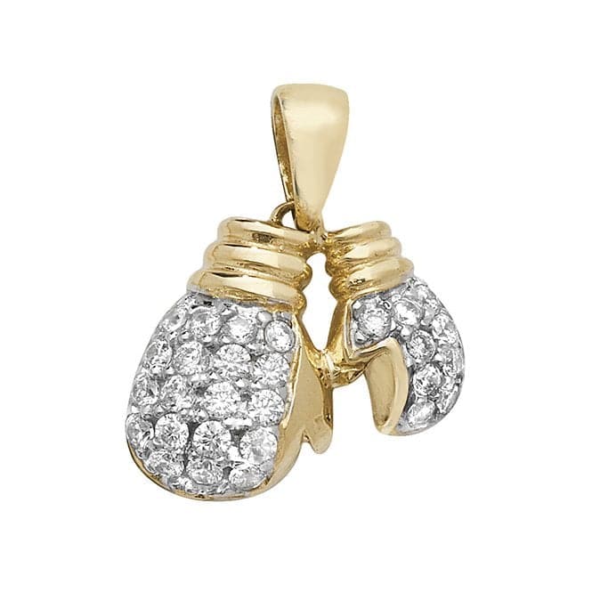 9ct Yellow Gold Dbl Boxing Glove Zirconia Pendant PN1037Acotis Gold JewelleryPN1037