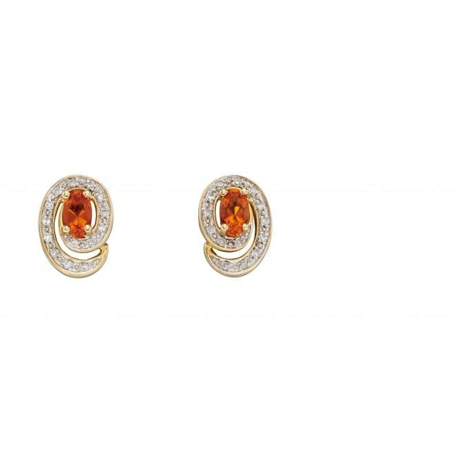 9ct Yellow Gold Diamond & Fire Opal Earrings GE2316RElements GoldGE2316R