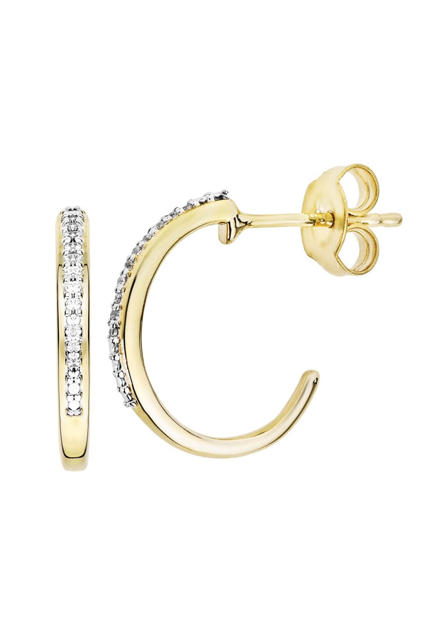 9ct Yellow Gold Diamond Hoop EarringsThe Fine CollectiveBA0063690