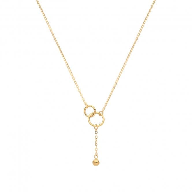 9ct Yellow Gold Double Circle With Drop Chain Necklet NK1609Acotis Gold JewelleryNK1609