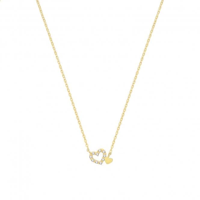 9ct Yellow Gold Double Heart Necklet NK382Acotis Gold JewelleryNK382