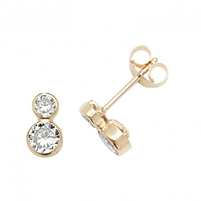 9ct Yellow Gold Double Zirconia Stud Earrings ES625Acotis Gold JewelleryES625