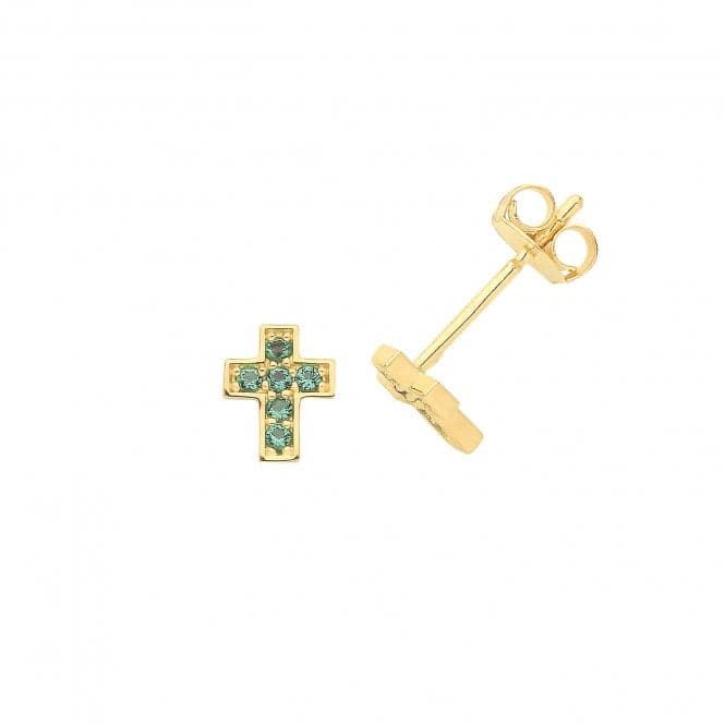 9ct Yellow Gold Em Cross Stud Earrings ES1640Acotis Gold JewelleryES1640