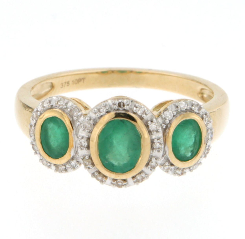 9ct Yellow Gold Emerald and Diamond RingThe Fine CollectiveBA0043958 - I