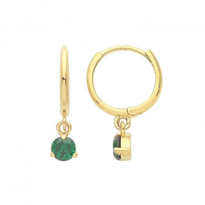 9ct Yellow Gold Emerald Green Zirconia Drop Hinged Earrings ES1675EAcotis Gold JewelleryES1675E