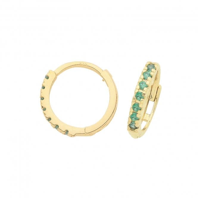 9ct Yellow Gold Emerald Green Zirconia Huggies 9Mm ER1180EAcotis Gold JewelleryER1180E