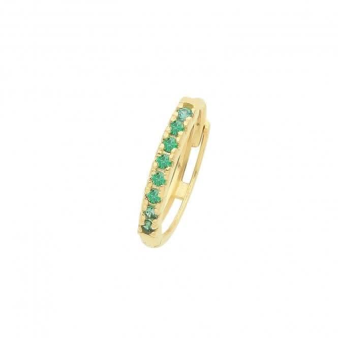 9ct Yellow Gold Emerald Green Zirconia Single Cartilage Huggies 11Mm ES1997EAcotis Gold JewelleryES1997E