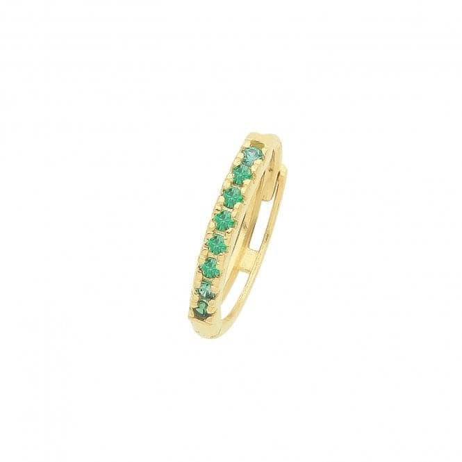 9ct Yellow Gold Emerald Green Zirconia Single Cartilage Huggies 11Mm ES1997EAcotis Gold JewelleryES1997E