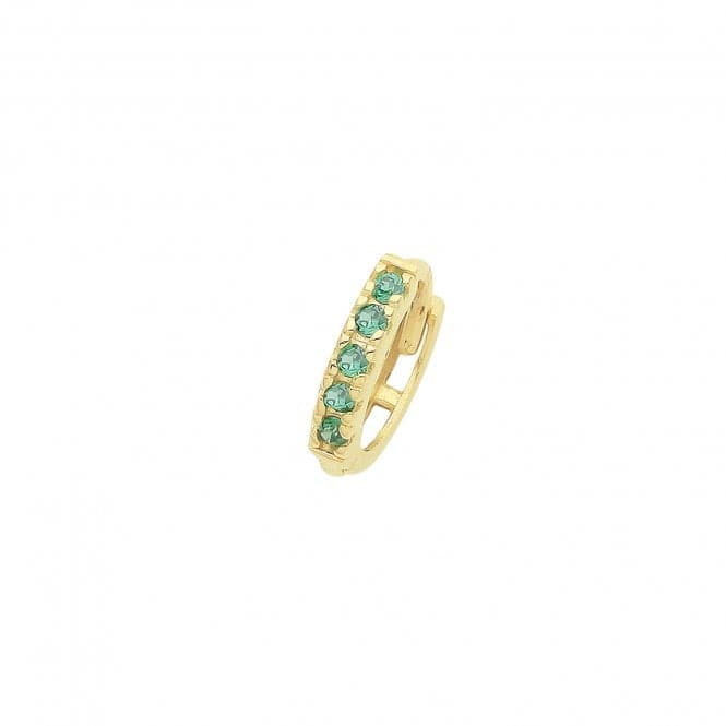 9ct Yellow Gold Emerald Green Zirconia Single Cartilage Huggies 7Mm ES1995EAcotis Gold JewelleryES1995E