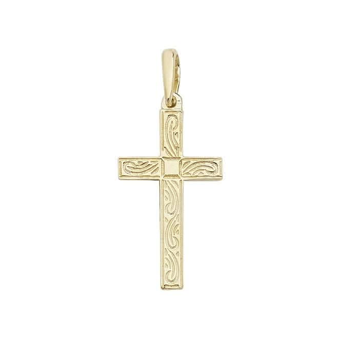 9ct Yellow Gold Engraved Cross Pendant PN121EAcotis Gold JewelleryPN121E