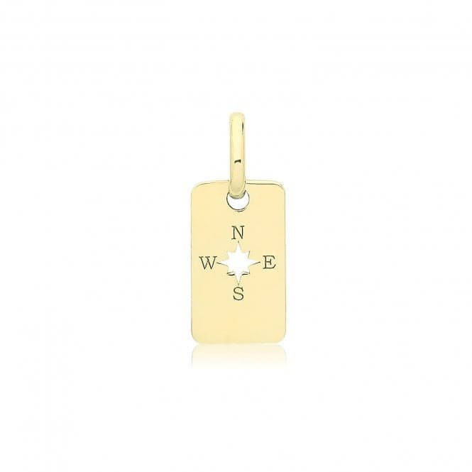 9ct Yellow Gold Engraved Rectangle Compass Pendant PN1333Acotis Gold JewelleryPN1333