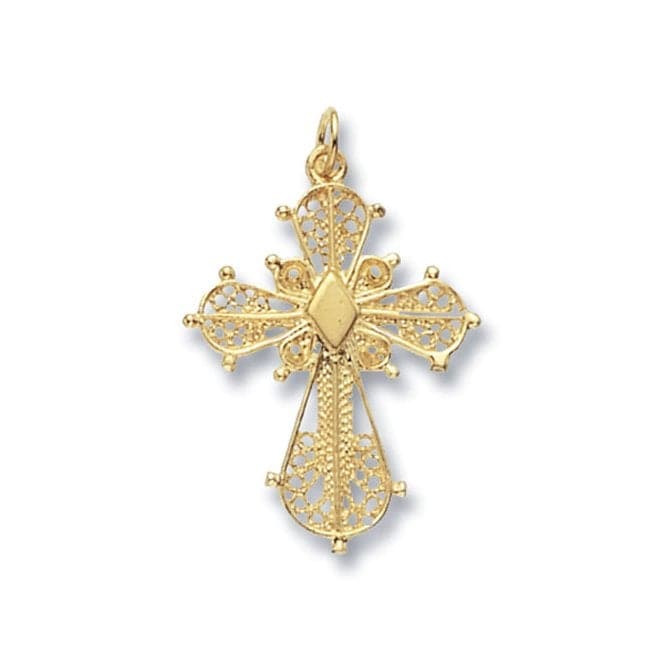 9ct Yellow Gold Filigree Cross Pendant PN431Acotis Gold JewelleryPN431