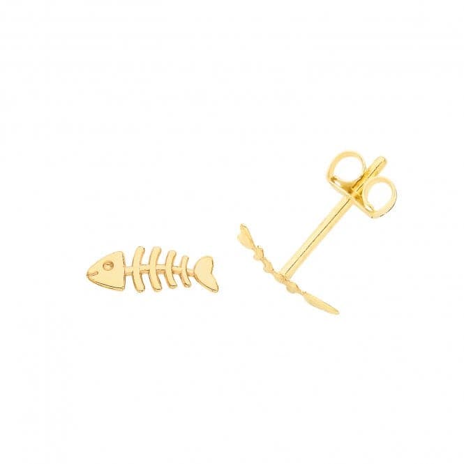 9ct Yellow Gold Fish Bone Stud Earrings ES703Acotis Gold JewelleryES703