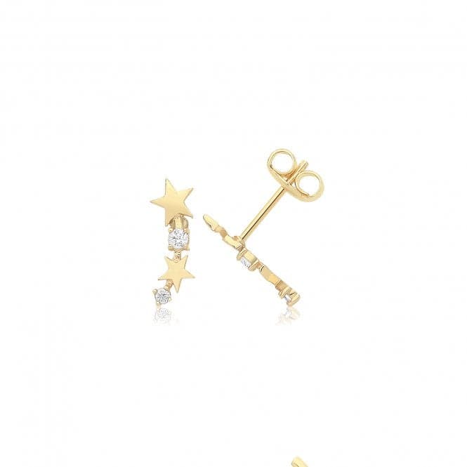 9ct Yellow Gold Graduated Star Studs With Zirconia ES739Acotis Gold JewelleryES739