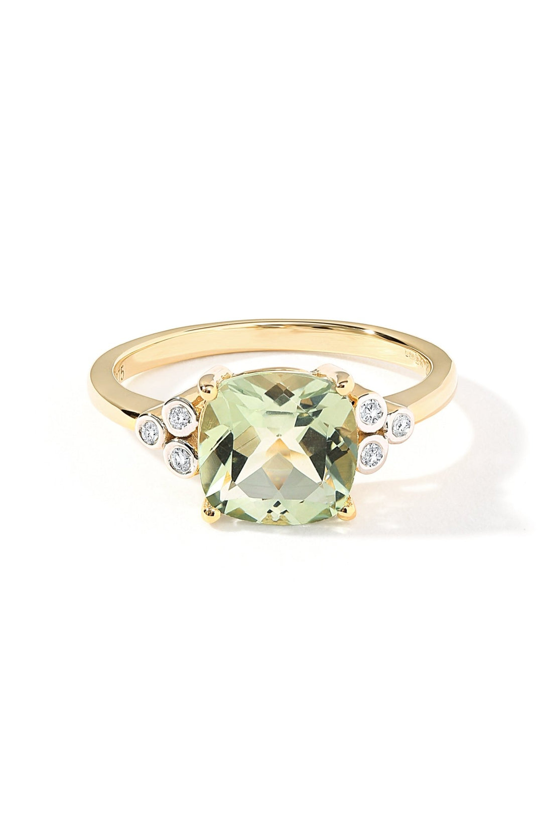 9ct Yellow Gold Green Amethyst and Diamond RingThe Fine CollectiveBA0073856 - L