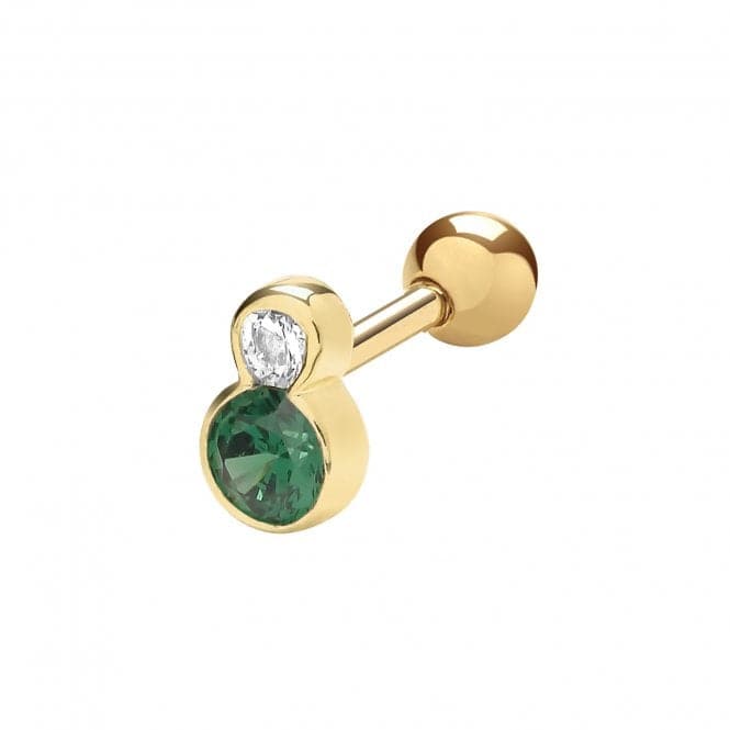 9ct Yellow Gold Green And White Zirconia Cartilage Stud ES1998Acotis Gold JewelleryES1998