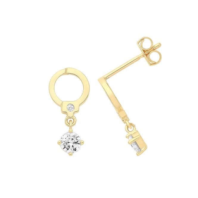 9ct Yellow Gold Handcuff Stud With Hanging Zirconia ES1701Acotis Gold JewelleryES1701