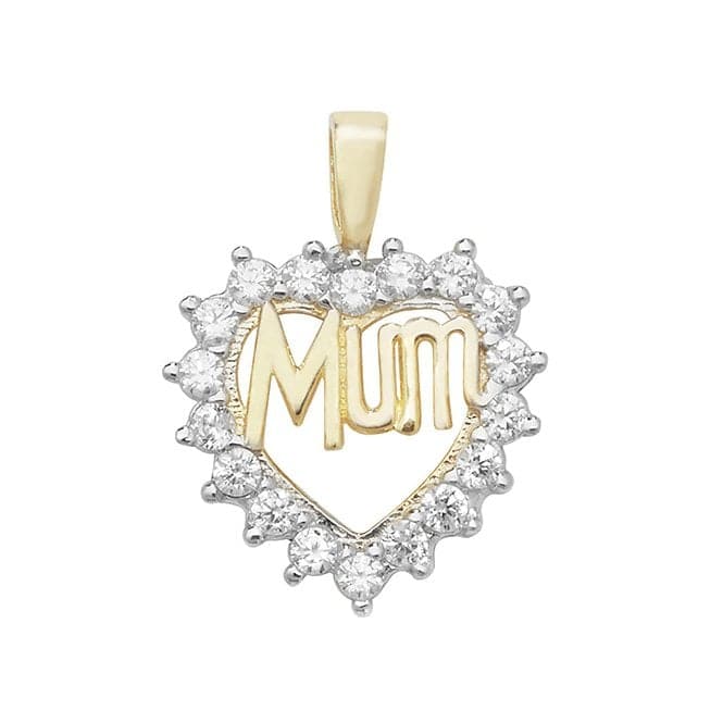 9ct Yellow Gold Heart Mum Zirconia Pendant PN1019Acotis Gold JewelleryPN1019