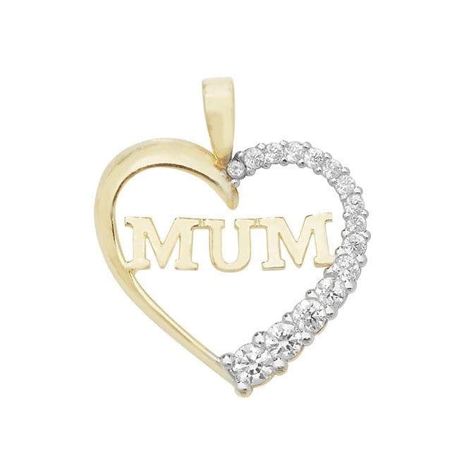 9ct Yellow Gold Heart Mum Zirconia Pendant PN1020Acotis Gold JewelleryPN1020