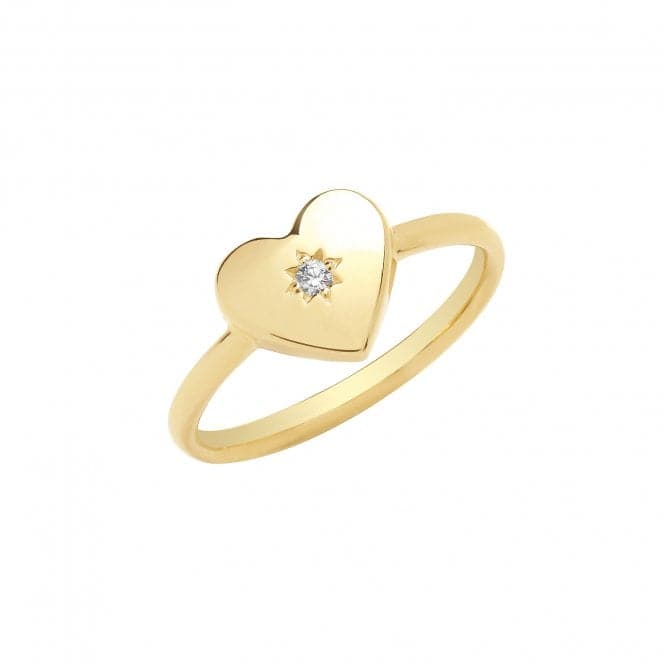 9ct Yellow Gold Heart Ring With Single Zirconia RN1659Acotis Gold JewelleryRN1659/K