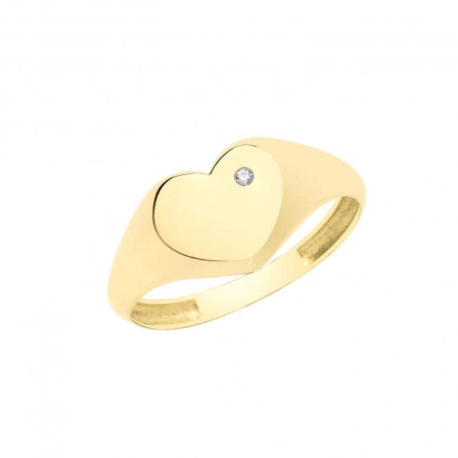 9ct Yellow Gold Heart Signet Ring With Zirconia RN956Acotis Gold JewelleryRN956/R