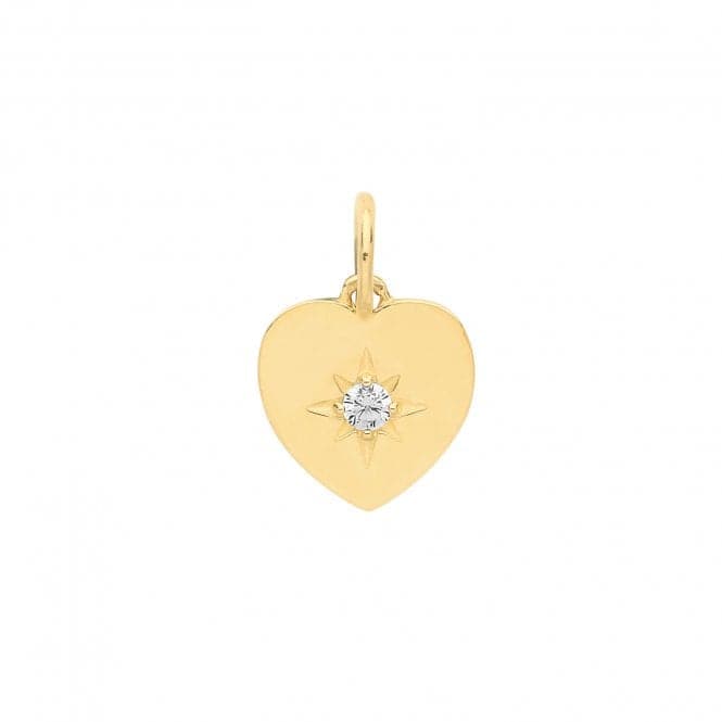 9ct Yellow Gold Heart With Single Zirconia Charm PN1166Acotis Gold JewelleryPN1166