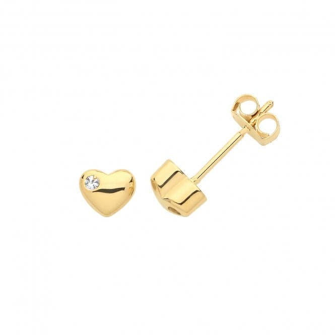 9ct Yellow Gold Heart With Single Zirconia Stud Earrings ES1612Acotis Gold JewelleryES1612