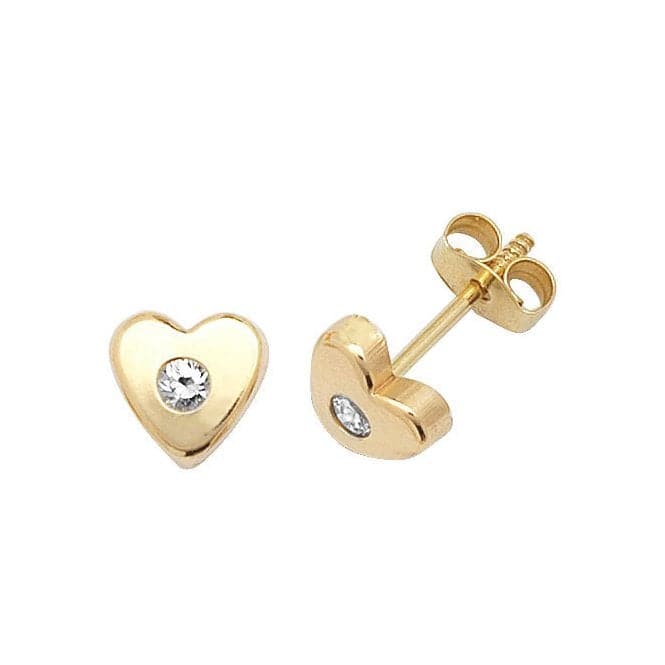 9ct Yellow Gold Heart Zirconia Stud Earrings ES313Acotis Gold JewelleryES313