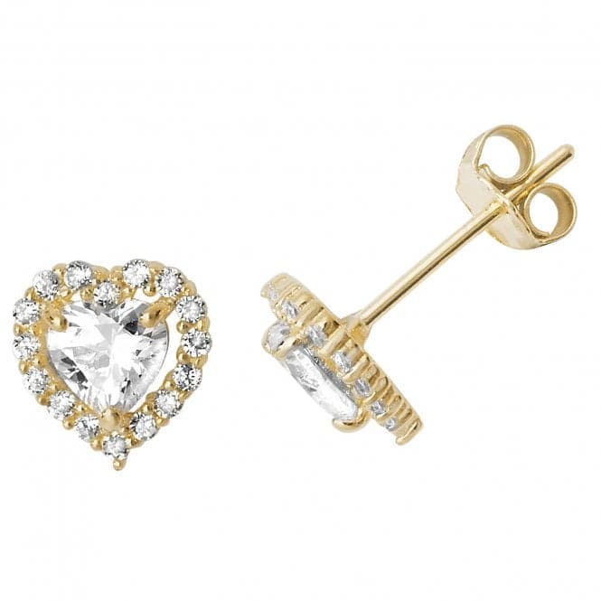 9ct Yellow Gold Heart Zirconia Stud Earrings ES524Acotis Gold JewelleryES524